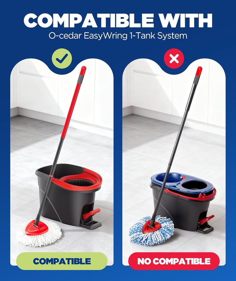 FMINGYU 4-in-1 Mop Heads Replacements for O Cedar EasyWring 1 Tank System, Includes 1 Base | 1 Scrub Brush Head | 2 Spin Mop Heads, Full Set Mop Replace Heads for Cleaning Home, Bathroom & Kitchen - Image 2